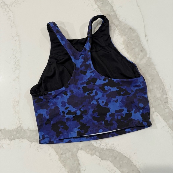 Athleta Conscious Crop Bikini Top Womens Size Medium Blue/Black Cloud Camo Swim - Picture 3 of 5